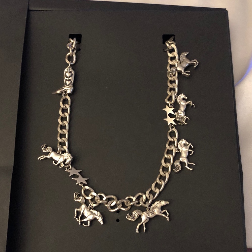 Zara x TwoJeys Silver Tone Horse Charm Necklace Star & Boot Accents OS NWT - Picture 4 of 16